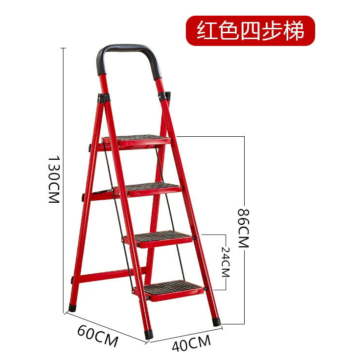 Steel Two -Six Steps Square Tube Folding Iron Ladder Folding Household Ladder  Ladder D Type