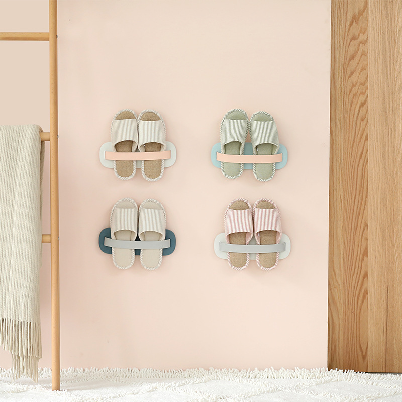 Nordic style wall hanging bathroom shoe finishing storage rack with hook shoe rack multifunctional Perforated Shoe Rack