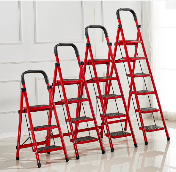 Steel Two -Six Steps Square Tube Folding Iron Ladder Folding Household Ladder  Ladder D Type