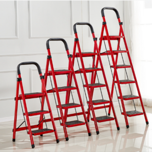 Steel Two -Six Steps Square Tube Folding Iron Ladder Folding Household Ladder  Ladder D Type