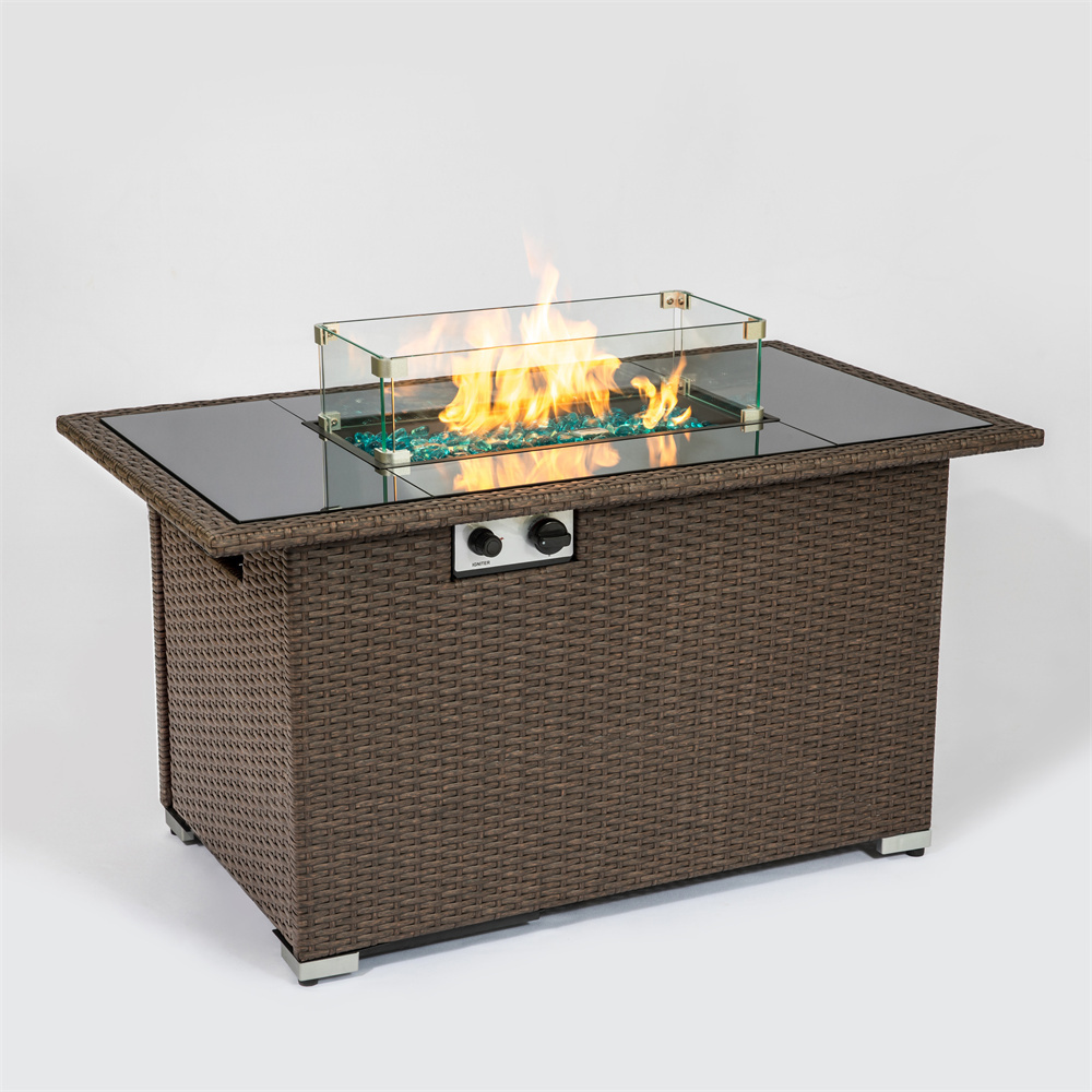 Fire Pit Table Outdoor Fire Pit Table Gas Propane Rectangle Fire Pit Table Set USA STOCK