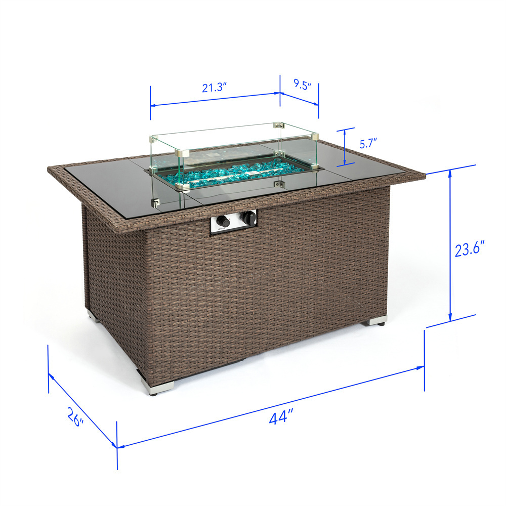 Fire Pit Table Outdoor Fire Pit Table Gas Propane Rectangle Fire Pit Table Set USA STOCK