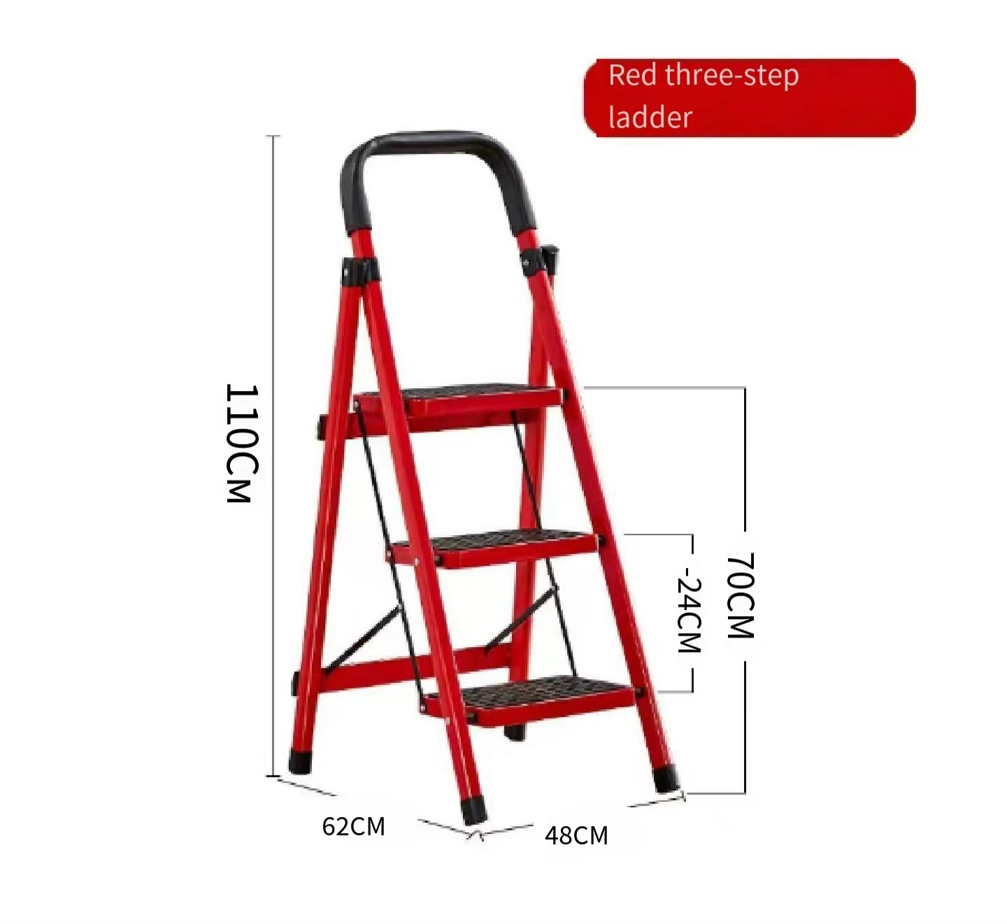 Steel Two -Six Steps Square Tube Folding Iron Ladder Folding Household Ladder  Ladder D Type