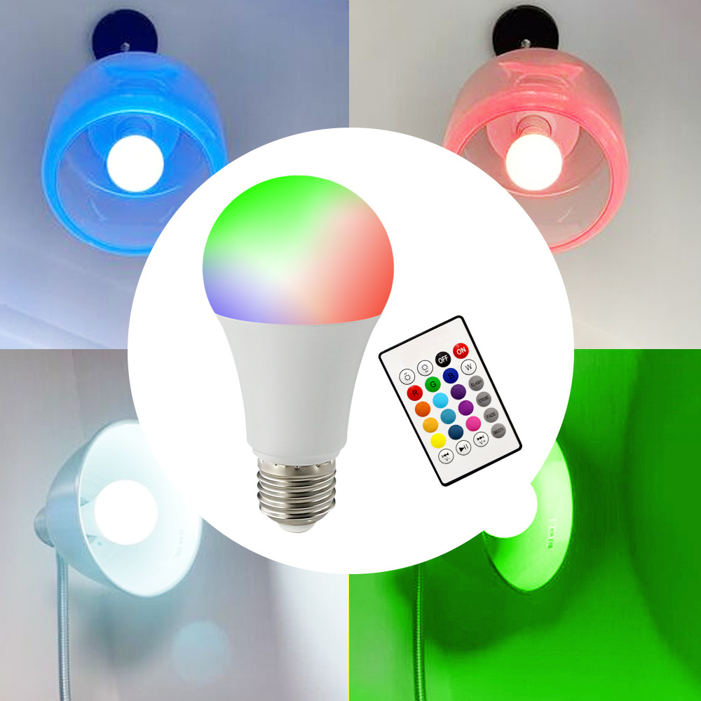 A21 12W AC120V  RGB Spotlight IR Remote Control E27/E26/B22  16 Color Changing RGB Magic Light Lamp Led Smart Bulb