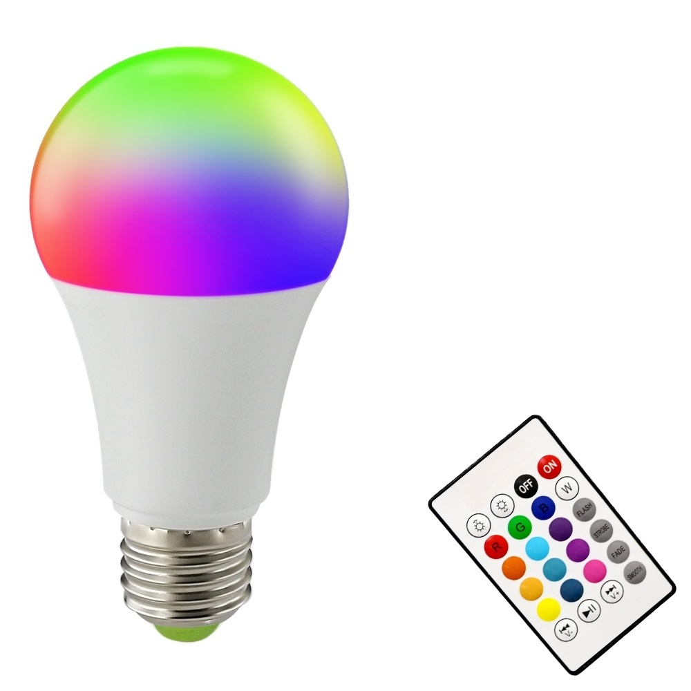 A21 12W AC120V  RGB Spotlight IR Remote Control E27/E26/B22  16 Color Changing RGB Magic Light Lamp Led Smart Bulb