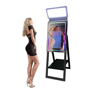 43" wedding events portable selfie magic mirror photo booth shell touch screen mirror air photo booth with computer