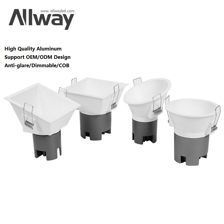 ALLWAY Dimmable Ceiling COB Spotlight Adjustable Round Down Light Recessed Square Spot Lamp Hotel 5W 10W LED Downlight