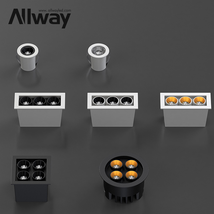 ALLWAY Modern Aluminum Recessed Ceiling Black Dimmable Linear Spotlight Home Led Grille Lights