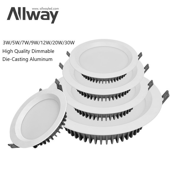 ALLWAY Modern 3 Colors CCT Adjustable Ceiling Smd Down Light Round Recessed Led Downlight