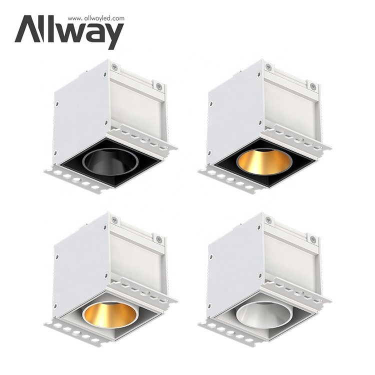 ALLWAY Led Ceiling Downlight Grille Linear Lighting Indoor Gold Home 5W 15 30W Trimless Recessed Down Light For Hotel Downlights