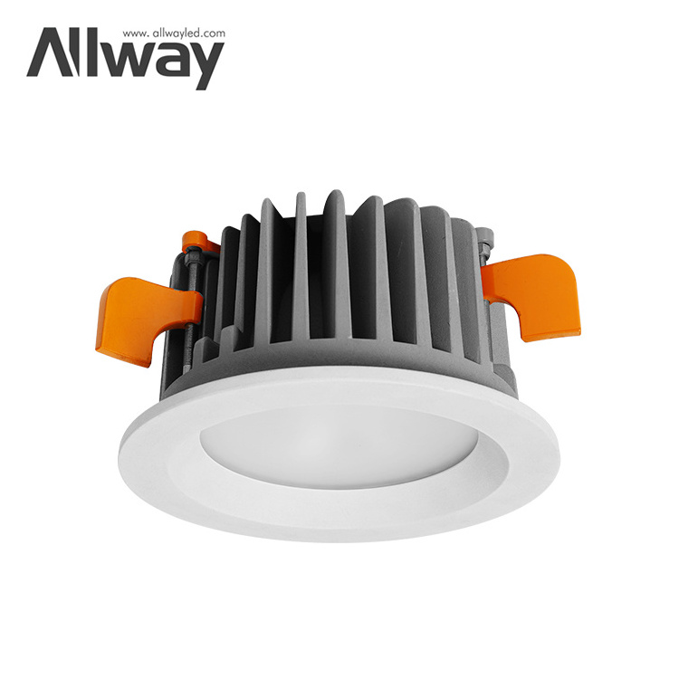 ALLWAY Customize 10W 15W 25W 40W 55W Ip54 Waterproof Round Shape Recessed Mounted COB Led Downlight