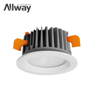 ALLWAY Customize 10W 15W 25W 40W 55W Ip54 Waterproof Round Shape Recessed Mounted COB Led Downlight