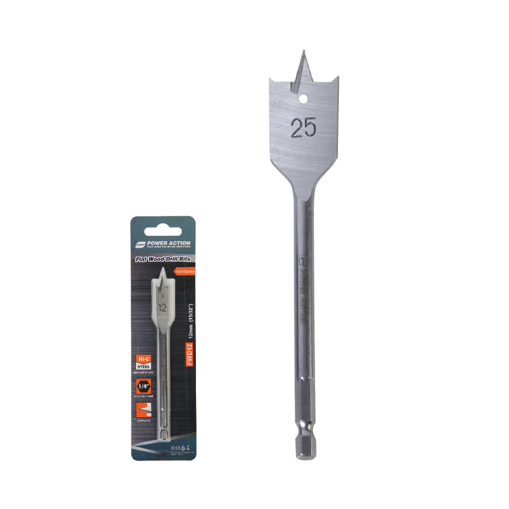 Power Action Flat Wood Drill Bits 152mm Chisel-Point Wood Spade Bit