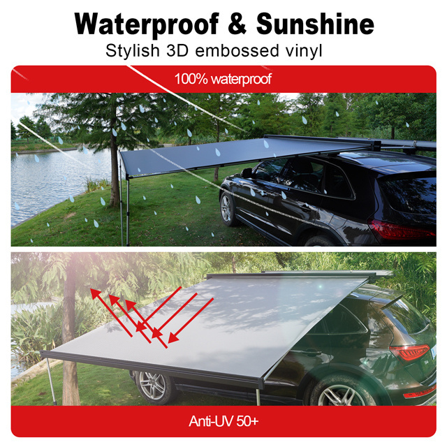 Retractable Aluminum Alloy Shell 2.5*2.5M Suv Car Roof Side Awning Accessories 4X4 4Wd Awning Tent For Camping