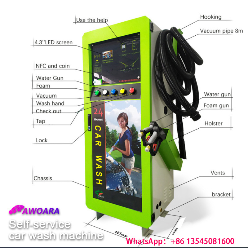 High Pressure 3kw 150bar Coin/Card Operated Car Washing Self Service Machine/self-service bus cleaning equipment