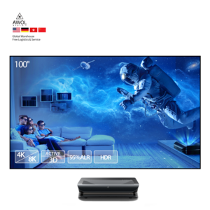 150" Laser TV with Screen Set, AWOL Vision LTV 2500 Ultra Short Throw Smart TV Projector with Cinematic ALR Screens