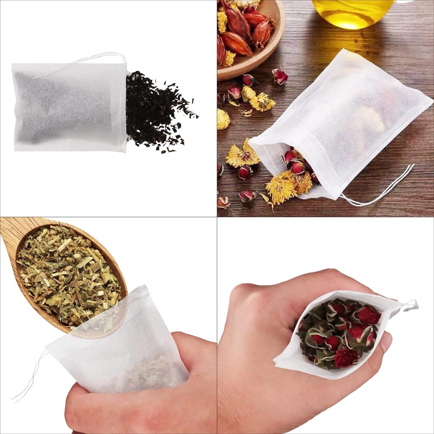 Premium Coffee Spice Gift Wrap Bulk Empty Tea Bags Disposable Fill Pull String Filter White Tea Brewing Bag