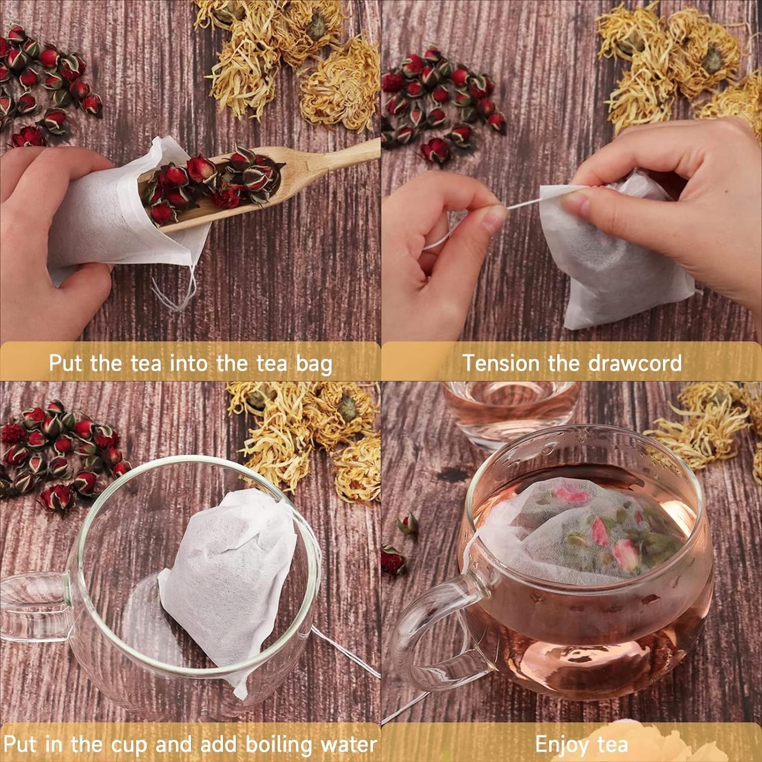 Premium Coffee Spice Gift Wrap Bulk Empty Tea Bags Disposable Fill Pull String Filter White Tea Brewing Bag