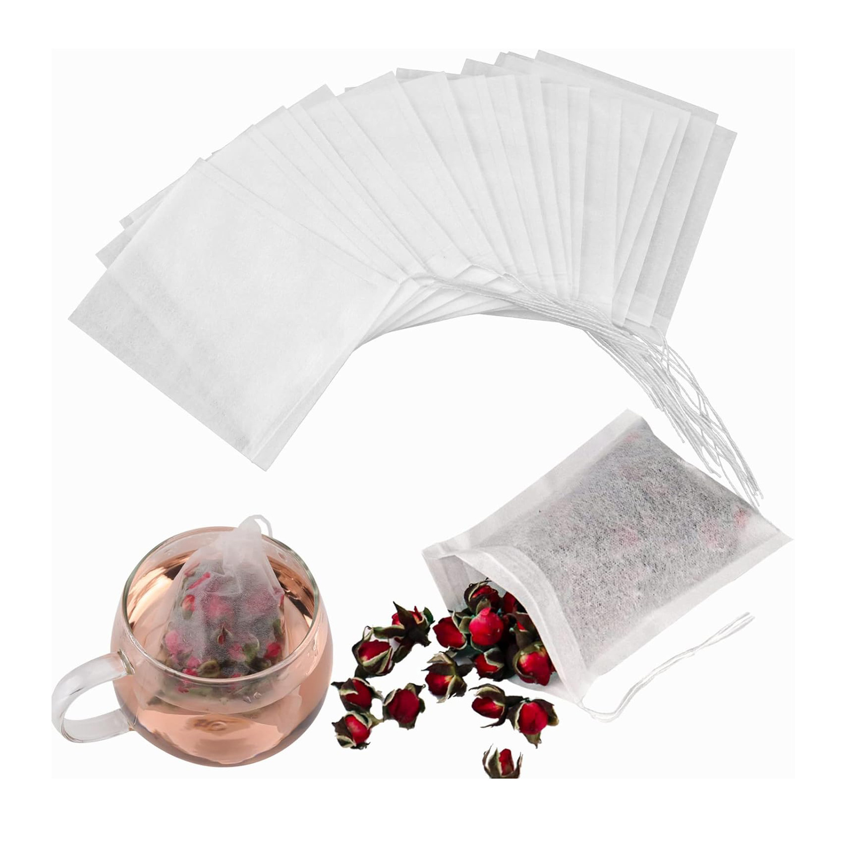 Premium Coffee Spice Gift Wrap Bulk Empty Tea Bags Disposable Fill Pull String Filter White Tea Brewing Bag