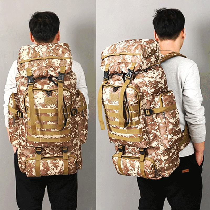 Hot Sale 80L Waterproof Hiking Trekking Bag Rucksack  Camouflage Backpack