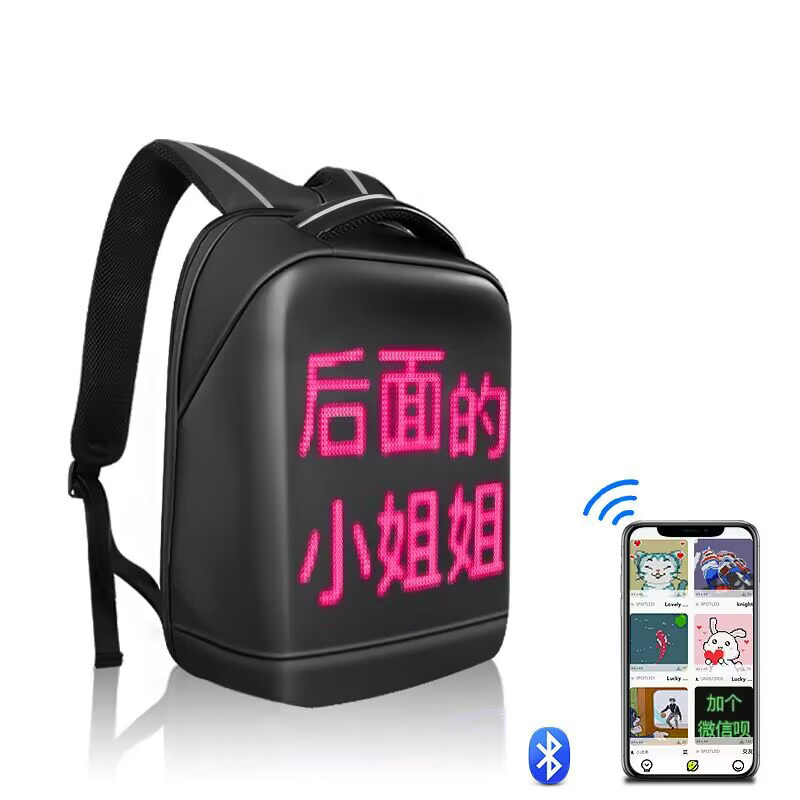 linyi wuming Fashion Led Backpack LED Advertising Backpack  black led screen display backpack for man boys