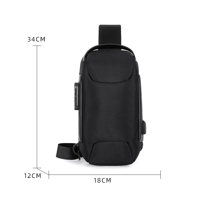 Anti-theft combination lock men's sling chest bag fashion shoulder cross  Oxford sports messenger