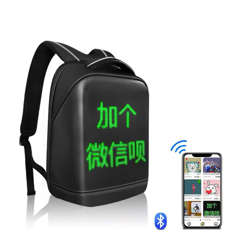 linyi wuming Fashion Led Backpack LED Advertising Backpack  black led screen display backpack for man boys