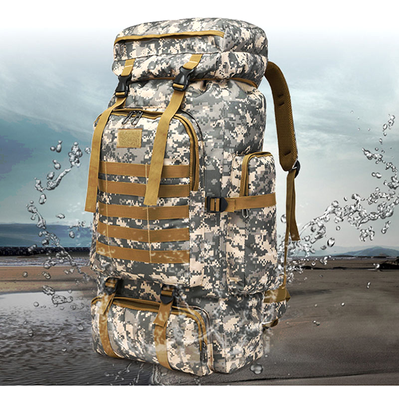 Hot Sale 80L Waterproof Hiking Trekking Bag Rucksack  Camouflage Backpack