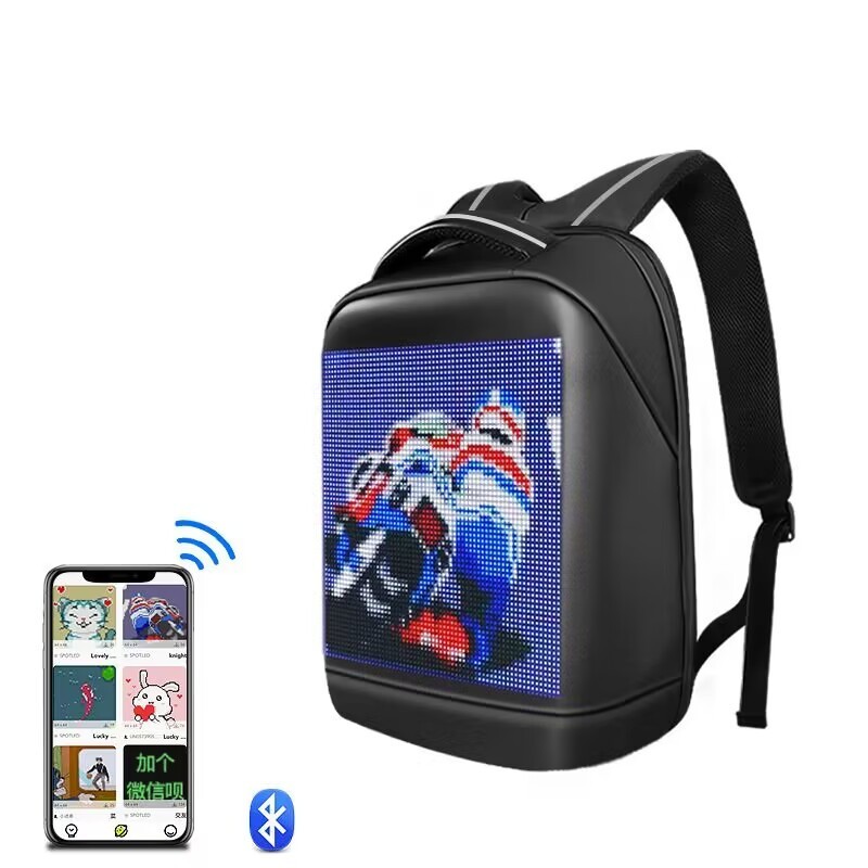 linyi wuming Fashion Led Backpack LED Advertising Backpack  black led screen display backpack for man boys