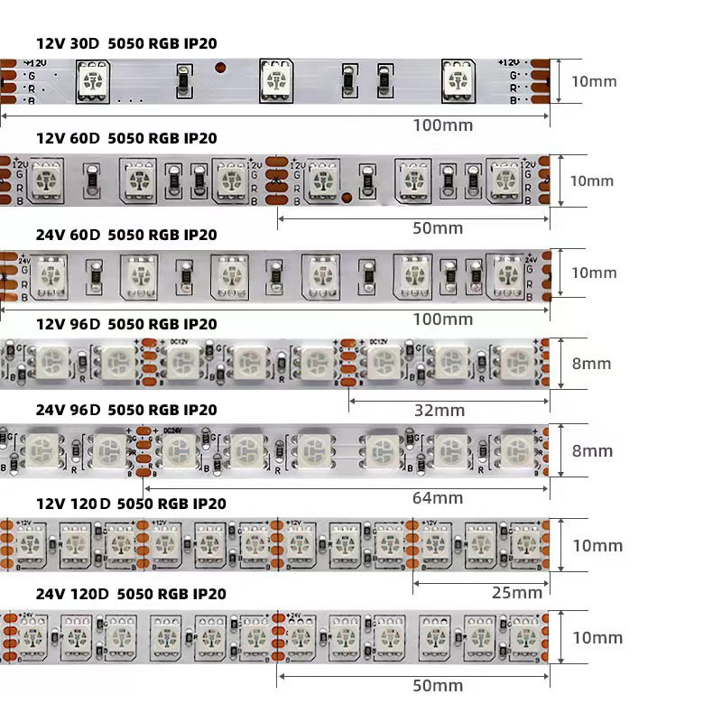 High Quality SMD5050 RGB LED Strip Light 60 LEDs IP65 Rated with Wifi Remote Control and Bluetooth for Landscape Application