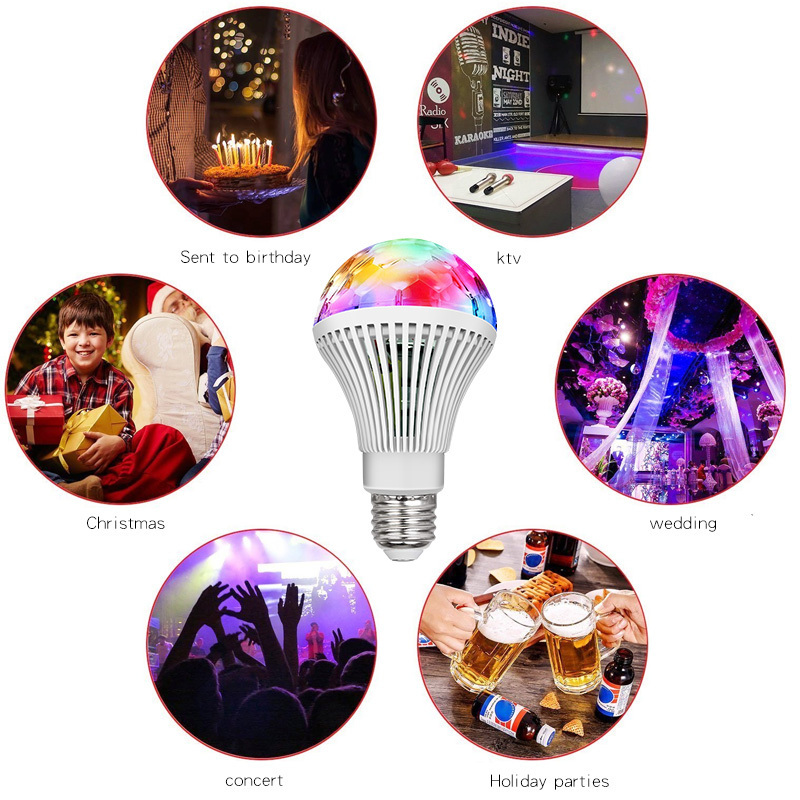 RGB DJ Club Disco KTV Party Magic Ball Crystal Effect Light Stage  E27 small magic disco ball light bulb 3w rotating ball lamp