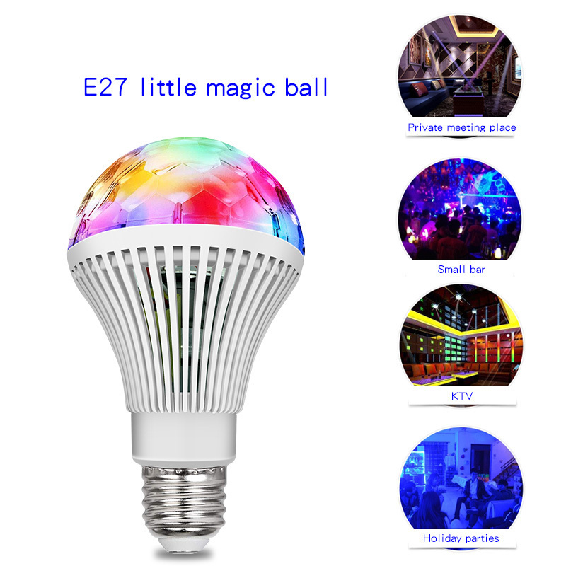 RGB DJ Club Disco KTV Party Magic Ball Crystal Effect Light Stage  E27 small magic disco ball light bulb 3w rotating ball lamp