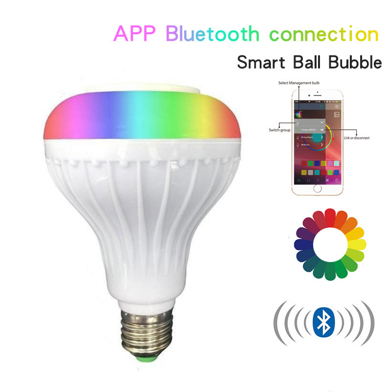 App Rgb Smart Music Play With Remote Wireless Bulb Music Light Speaker 12W Led Lamp Blueteeth Bulb