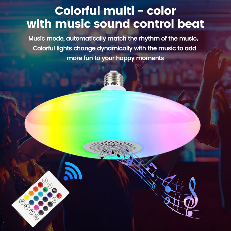 Dimmable 24W E27 Colorful Rgb Led Smart Wireless Speaker Music Bluetooth Color Changing Light