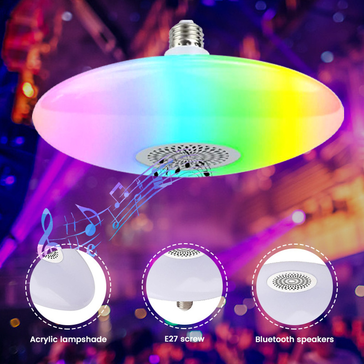 Dimmable 24W E27 Colorful Rgb Led Smart Wireless Speaker Music Bluetooth Color Changing Light