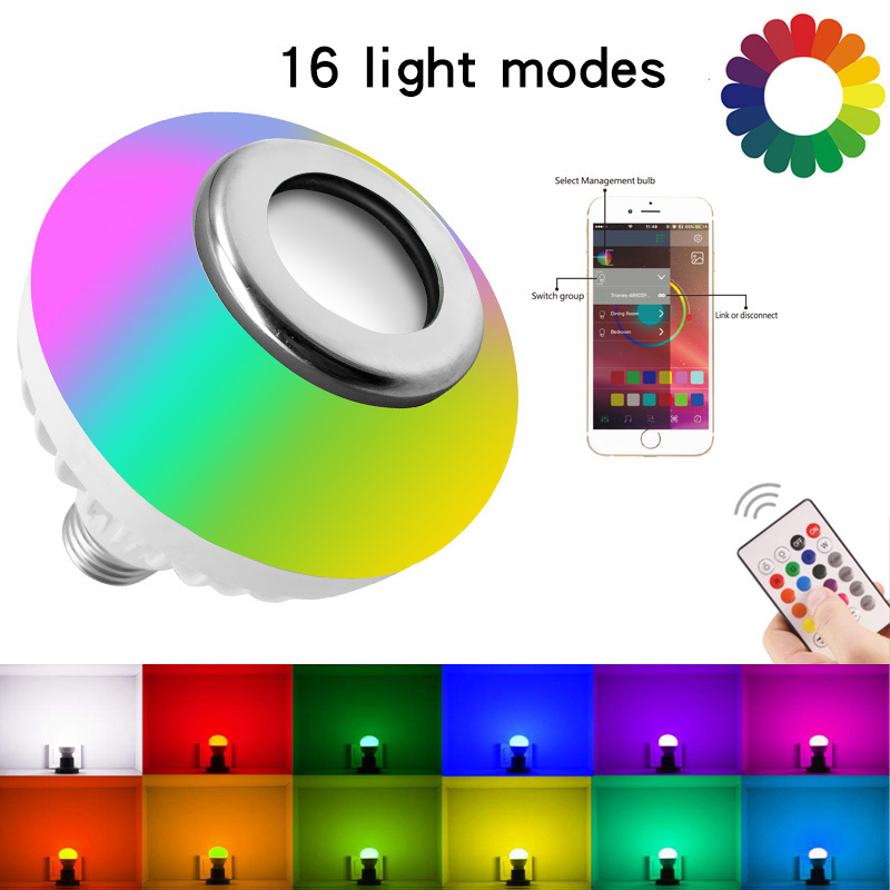 Led Bulb E27 Base Rgb Colorful Home Theatre System  Bulb 5.0 Wireless Speaker Recessed Music Light Bulb