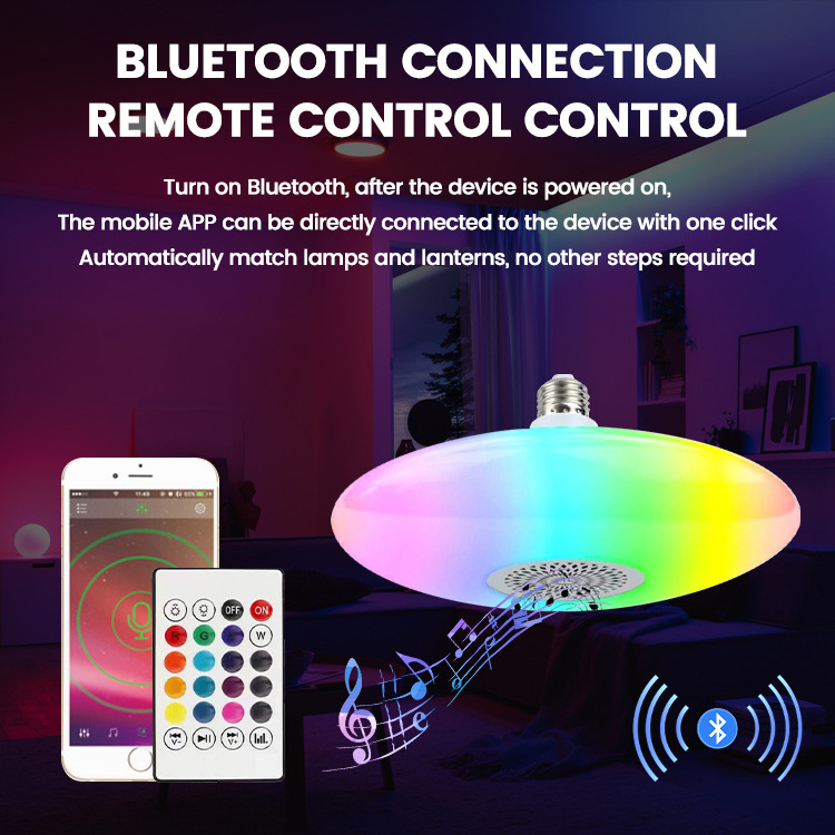 Dimmable 24W E27 Colorful Rgb Led Smart Wireless Speaker Music Bluetooth Color Changing Light