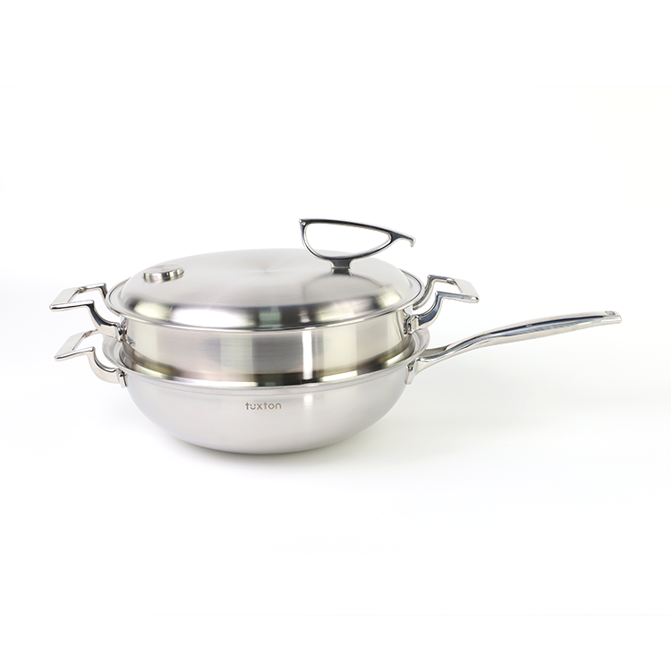 Multifunction Kitchen Utensils Stainless Steel Wok 2 Layer Food Warmer Steamer Pot Non Stick Kitchen wares Set Cooking Utensils