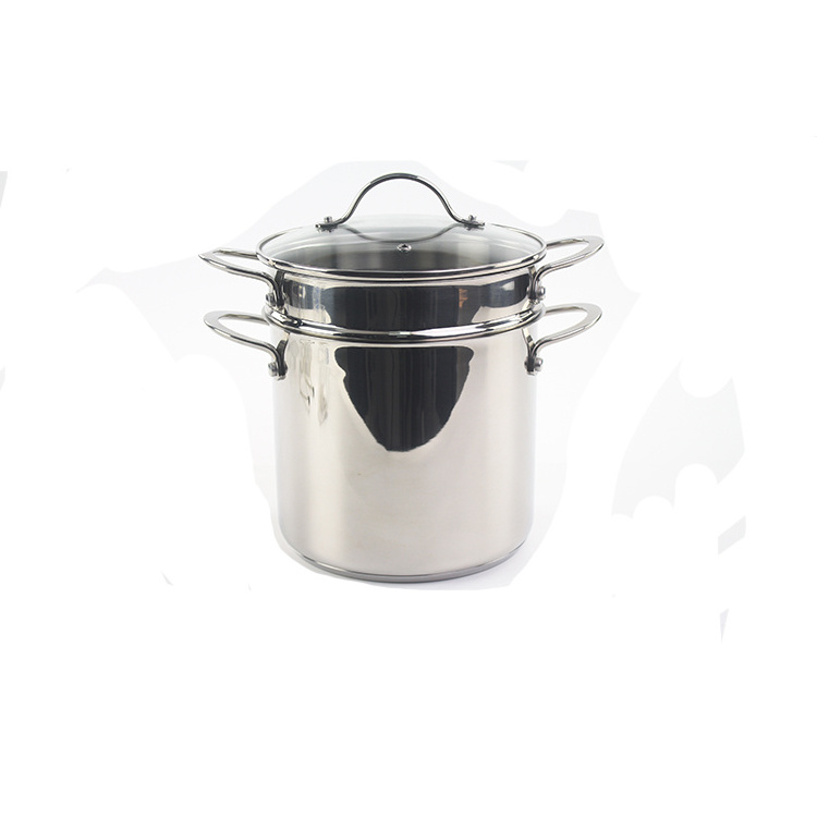 Stainless Steel 304 Deep Steamer Pot With SS Lid Kitchen Cooking Pot For Home Non-stick Cookware Sets