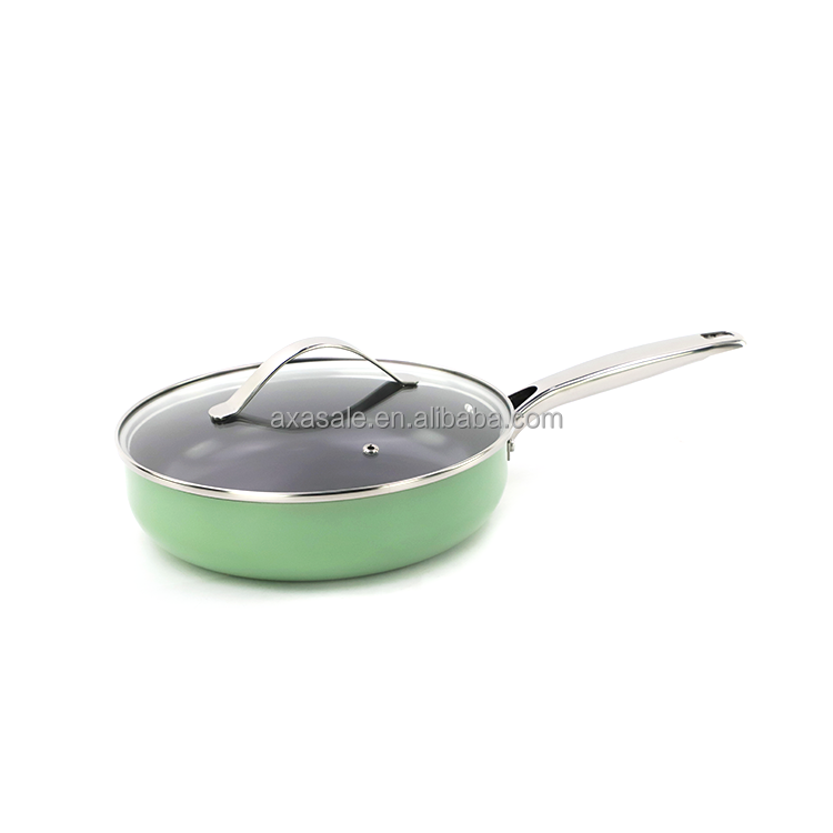 AXA Nonstick Saucepan, Ceramic Coating, APEO & PFOA-Free,Stainless Steel Handle, Oven Safe, Easy to Clean, Cream Green Pan