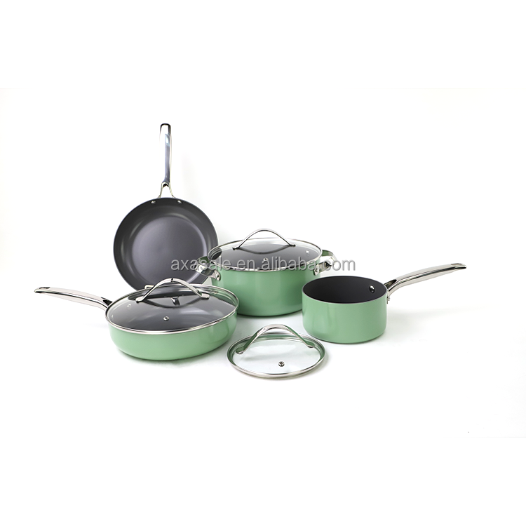 AXA Nonstick Saucepan, Ceramic Coating, APEO & PFOA-Free,Stainless Steel Handle, Oven Safe, Easy to Clean, Cream Green Pan