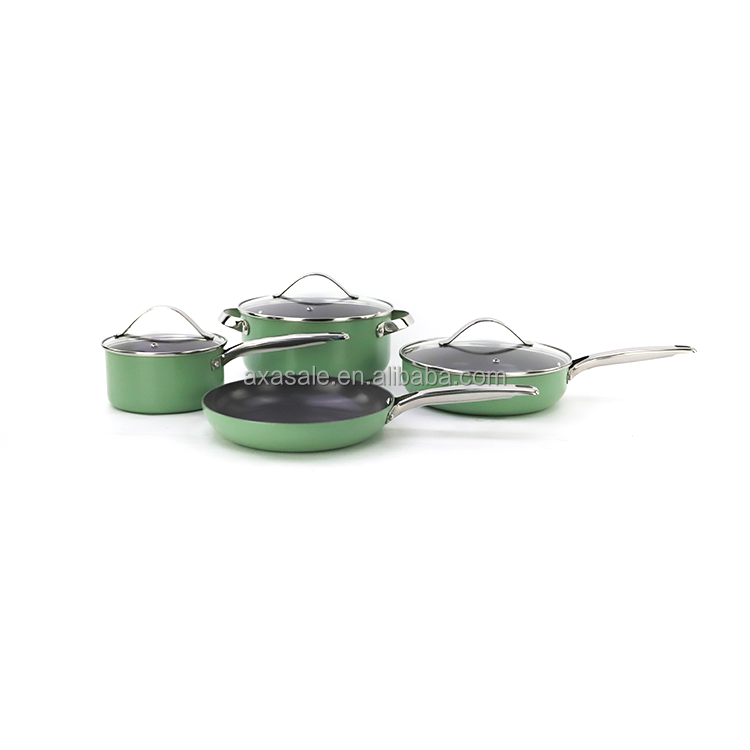 AXA Nonstick Saucepan, Ceramic Coating, APEO & PFOA-Free,Stainless Steel Handle, Oven Safe, Easy to Clean, Cream Green Pan