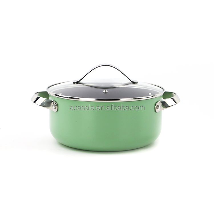 AXA Nonstick Saucepan, Ceramic Coating, APEO & PFOA-Free,Stainless Steel Handle, Oven Safe, Easy to Clean, Cream Green Pan