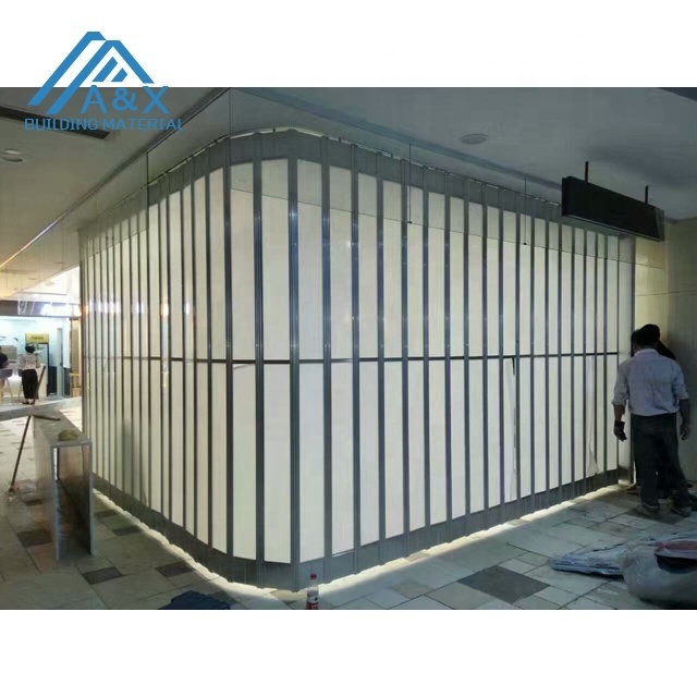 Sliding Polycarbonate Crystal Folding Door/auto shop folding shutter door/bulletproof plastic door