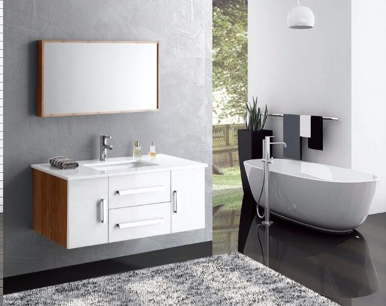 Mirror+basin+faucets Customerzied PVC corner bathroom vanity with sink