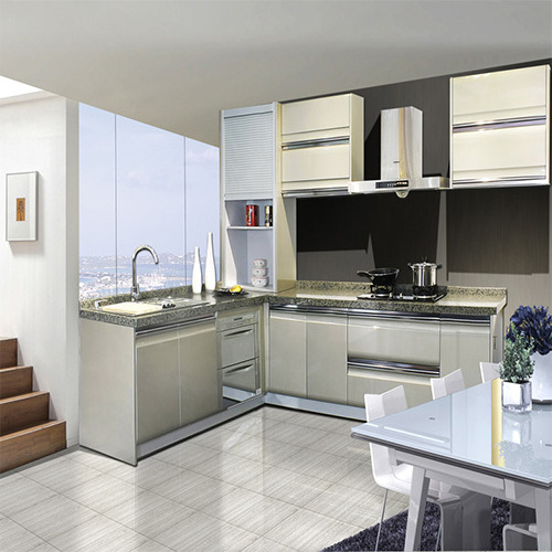 Excellent kitchen Customized golden lacquer with bookcase Kitchen Cabinet