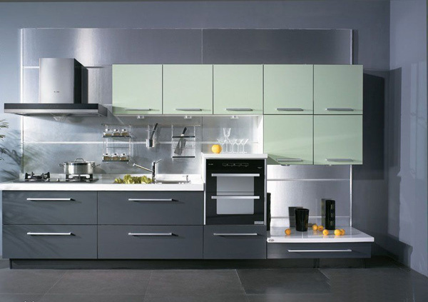 Excellent kitchen Customized golden lacquer with bookcase Kitchen Cabinet