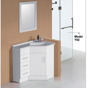 Mirror+basin+faucets Customerzied PVC corner bathroom vanity with sink