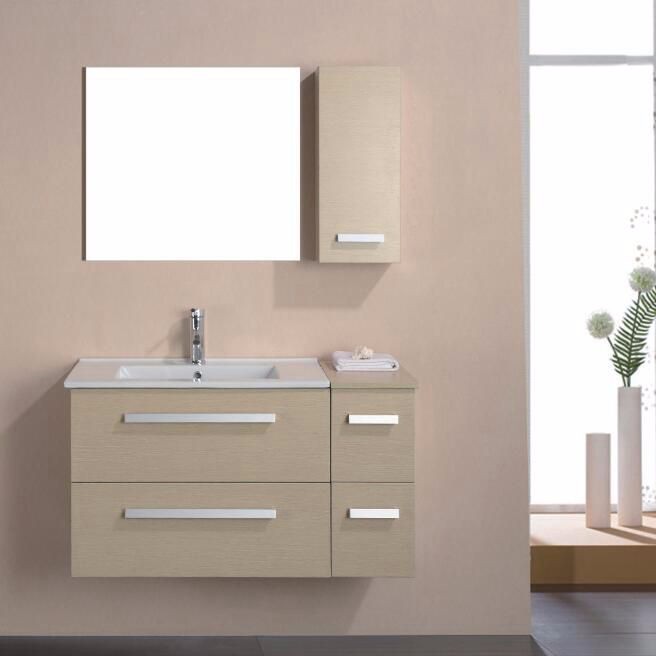 Mirror+basin+faucets Customerzied PVC corner bathroom vanity with sink