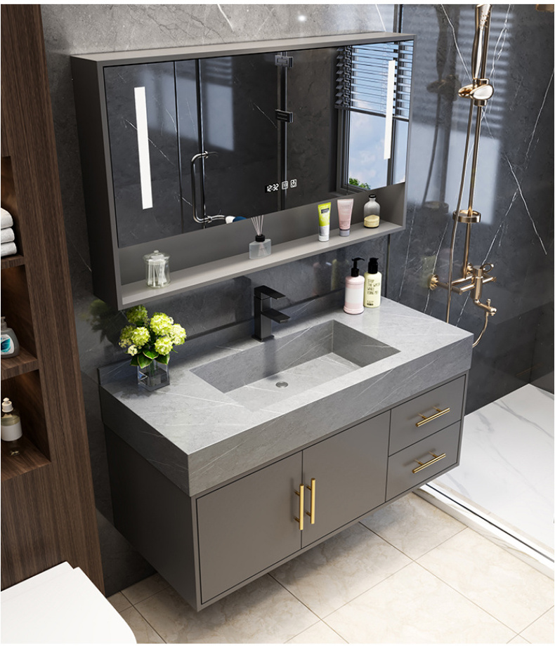 modern luxury bathroom mirror cabinet with light supplier high end nano basin euro style floating bathroom vanity with sink